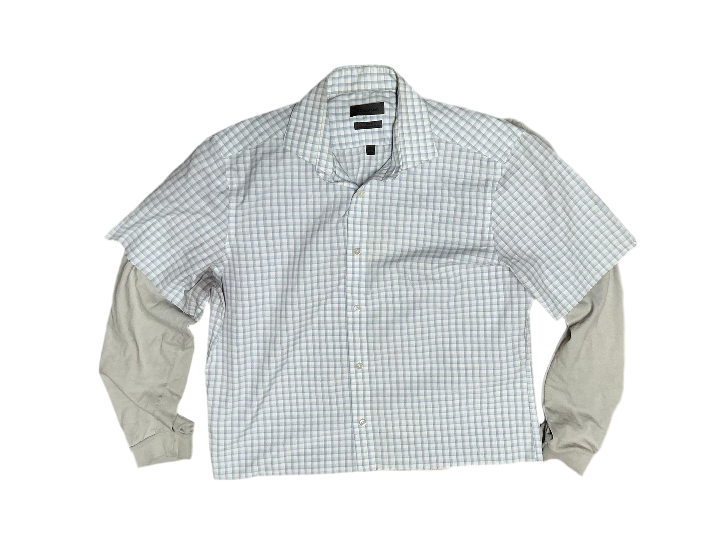(M) VINTAGE 90s CROPPED AND DISTRESSED CALVIN KLEIN BUTTON UP
